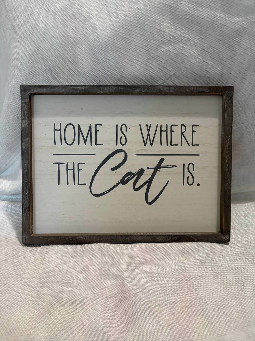 Home Is Where The Cat Is Framed Sign - Black on White